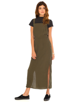 Motel Jerri Midi Pinafore Dress in Khaki