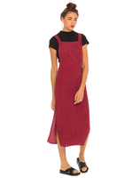 Motel Jerri Midi Pinafore Dress in Pinstripe Plum