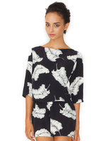 Motel Jessica Open Back Playsuit in Feather Print