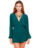 Motel Jet Plunge Neck Playsuit in Forest Green