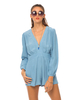 Motel Jet Plunge Neck Playsuit in Powder Blue