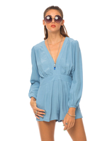 Motel Jet Plunge Neck Playsuit in Powder Blue