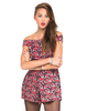 Motel Jinny Off Shoulder Playsuit in Mawar Red