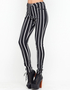 Motel Jordan PU Trim Skinny Jean in Black Pinstripe