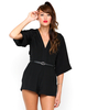Motel Jude Kimono Sleeve Playsuit in Black