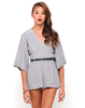 Motel Jude Kimono Sleeve Playsuit in Silver Grey