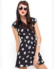 Motel Julia Cap Sleeve Dress in Black Daisy Print