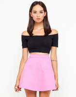 Motel Kadie High Waist Skater Skirt in Bubblegum