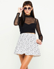Motel Kadie High Waist Skater Skirt in White Peace Print