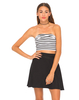 Motel Kia Bandeau Crop Top in Black and White Stripe Net