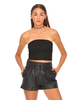 Motel Kia Bandeau Crop Top in Black Stripe Net