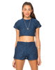 Motel Kiki Short in Navy Jacquard Daisy