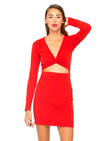 Motel Kim Long Sleeve Dress in Imperial Red