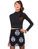 Motel Kimmy Bodycon Mini Skirt in Henna Hand Black