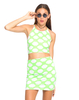 Motel Kimmy Bodycon Skirt in Mighty Criss Cross Lime Grey