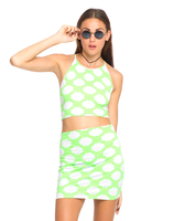 Motel Kimmy Bodycon Skirt in Mighty Criss Cross Lime Grey