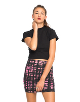 Motel Kimmy Bodycon Skirt in New Black Check Pink