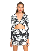 Motel Kimmy Bodycon Skirt In Tonal Black and White Floral