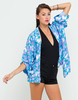 Motel Kimono Jacket in Blue Marble Print