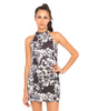 Motel Kori Funnel Neoprene Bodycon Dress in Ripple Floral Grey