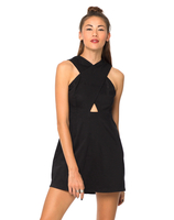 Motel Kowloon Cross Over Dress in Black
