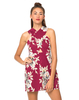 Motel Kowloon Cross Over Dress in Blur Flower Aubergine