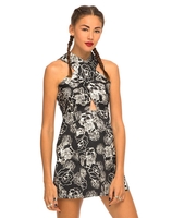 Motel Kowloon Cross Over Dress in Peony Black