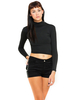 Motel Lara Turtleneck Crop Top in Black Spandex