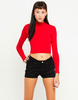 Motel Lara Turtleneck Crop Top in Colonial Red Spandex