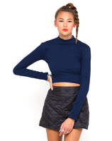 Motel Lara Turtleneck Crop Top in Navy