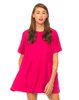 Motel Laura Flared Dress in Hot Pink
