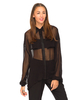 Motel Layla Oversized Sheer Shirt in Black