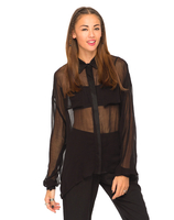Motel Layla Oversized Sheer Shirt in Black