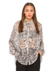 Motel Layla Oversized Sheer Shirt in Lace Print Black and White