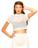 Motel Leda Turtleneck Crop in Ivory Stripe Net