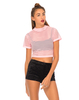 Motel Leda Turtleneck Crop in Pink Stripe Net