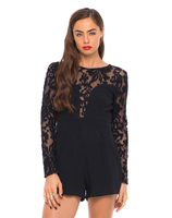 Motel Lee Lou Playsuit in Black Embroidered