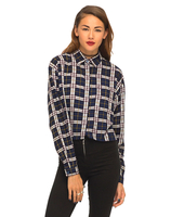Motel Leela Oversized Batwing Shirt in Plaid Navy