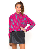 Motel Leela Oversized Batwing Shirt in Windsor Raspberry