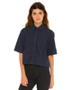 Motel Leigh Cropped Box Shirt in Denim Shirting Indigo