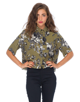 Motel Leigh Cropped Box Shirt in Kew Khaki