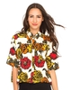 Motel Leigh Cropped Box Shirt in Museum Floral Ochre