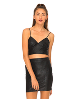 Motel Lizard Crackle Bodycon Skirt in Black