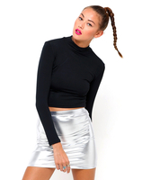 Motel Lizard Mini Skirt in Silver Shiny Spandex