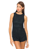 Motel Lola Playsuit in Black Sunflower Lace