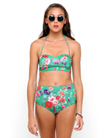 Motel Longline Bikini in Gypsy Rose Green
