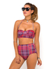 Motel Longline Bikini in Tartan Red