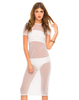 Motel Loura Sheer Midi Dress in White Mesh