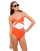 Motel Love Me Panelled Swimsuit in Neon Coral