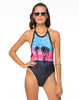 Motel Lovesun Halterneck Swimsuit in Sunset Palm